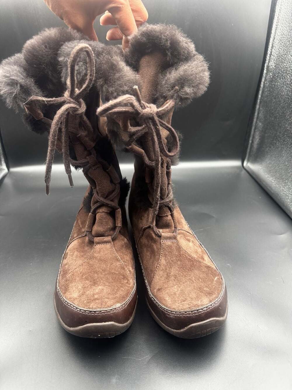 The North Face Women's Brown Suede Fur-Lined Lace-Up Winter Boots Size 10